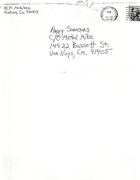 1979-06-24 - P.J. Galligan's Job Application as Lead Guitarist for the ANGRY SAMOANS to Metal Mike Saunders Page 1